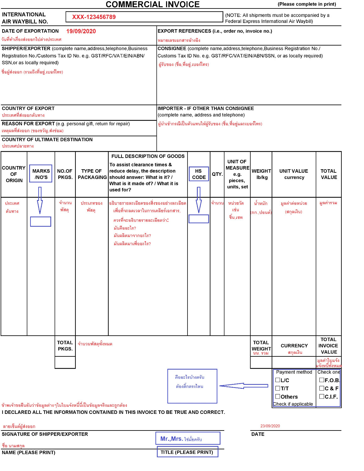 picture of fedex express express invoice