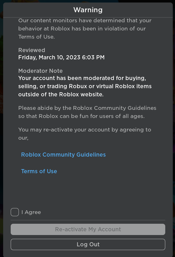 roblox moderated item robux policy link