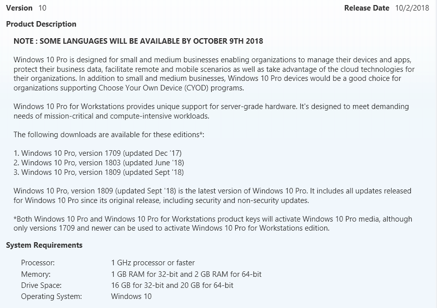 Windows 10 pro version 1809 updated sept 18 