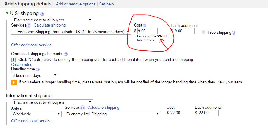 มีปัญหาเรื่องการใส่ค่าขนส่ง Ebay ในช่อง U.S. Shiping ครับ - Pantip