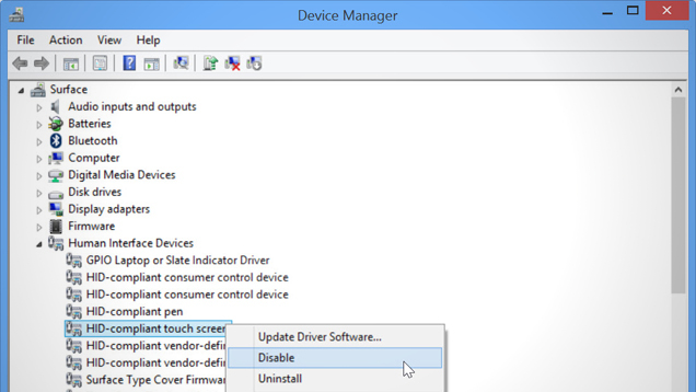 hid compliant device disable