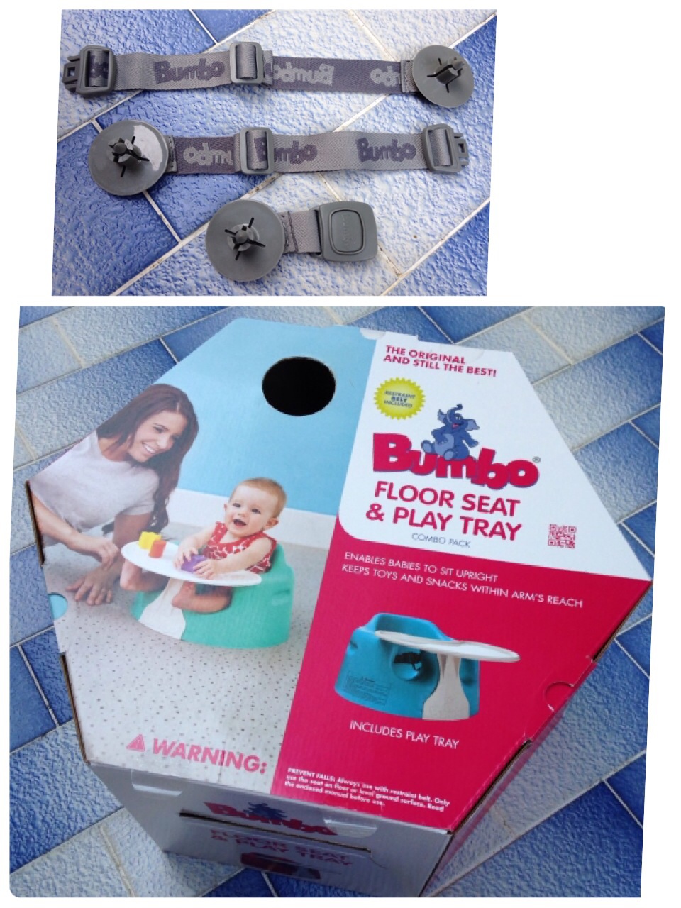 ส่งต่อ Bumbo seat สีฟ้า พร้อมถาด, belt ,กล่อง Pantip