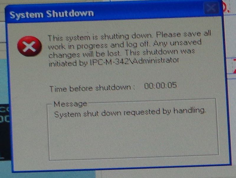 a system shutdown is in progress