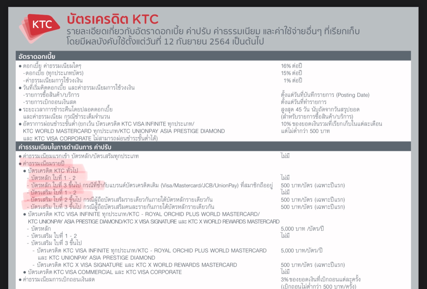 สอบถามค่าธรรมเนียมบัตรเสริม บัตรเครดิต Ktc - Pantip