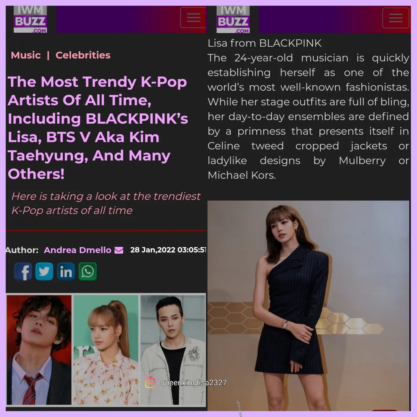 BTS' #V & #BLACKPINK's #LISA were - World Music Awards