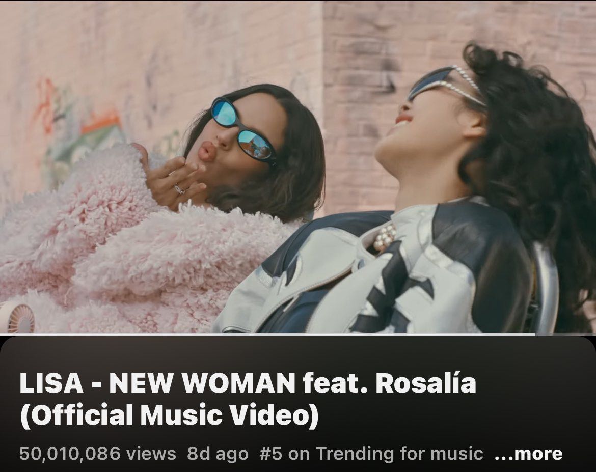 NEW WOMAN Lisa Ft Rosalia Debuts 1 YouTube Global Weekly NEW WOMAN Lisa Ft Rosalia Debuts 1 YouTube Global Weekly