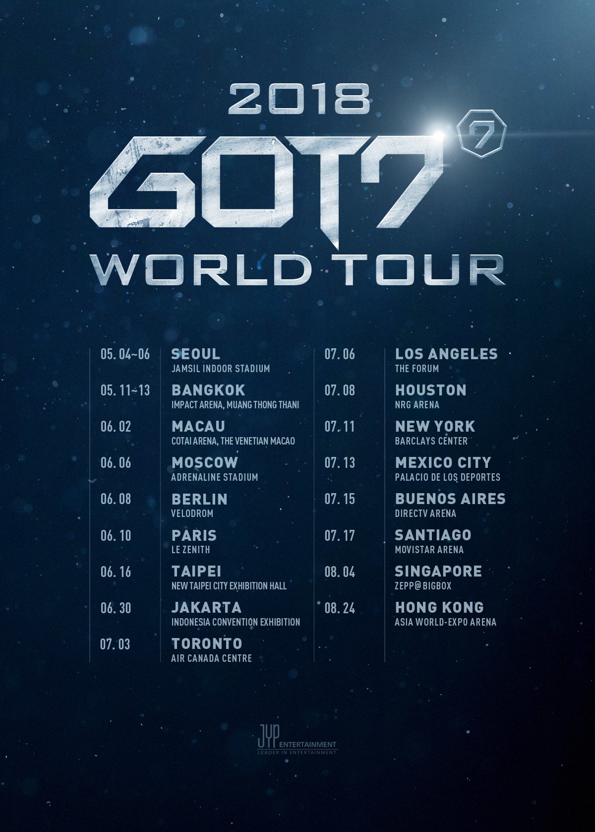 2018 GOT7 WORLD TOUR [ตารางทัวร์คอนเสิร์ตแต่ละประเทศ] Pantip