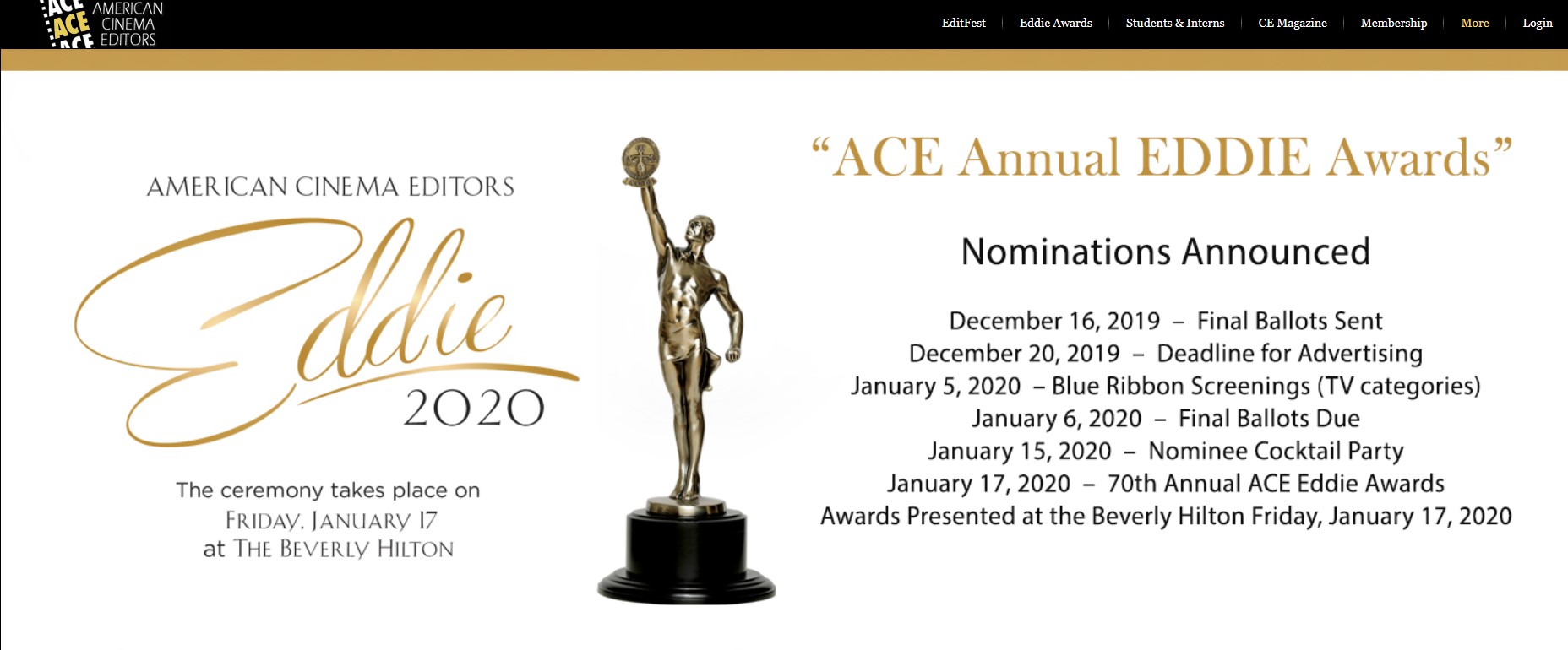 ผู้ชนะรางวัล ACE Eddie Awards (สมาพันธ์ตัดต่อภาพ) ครั้งที่ 70 บอกเลย