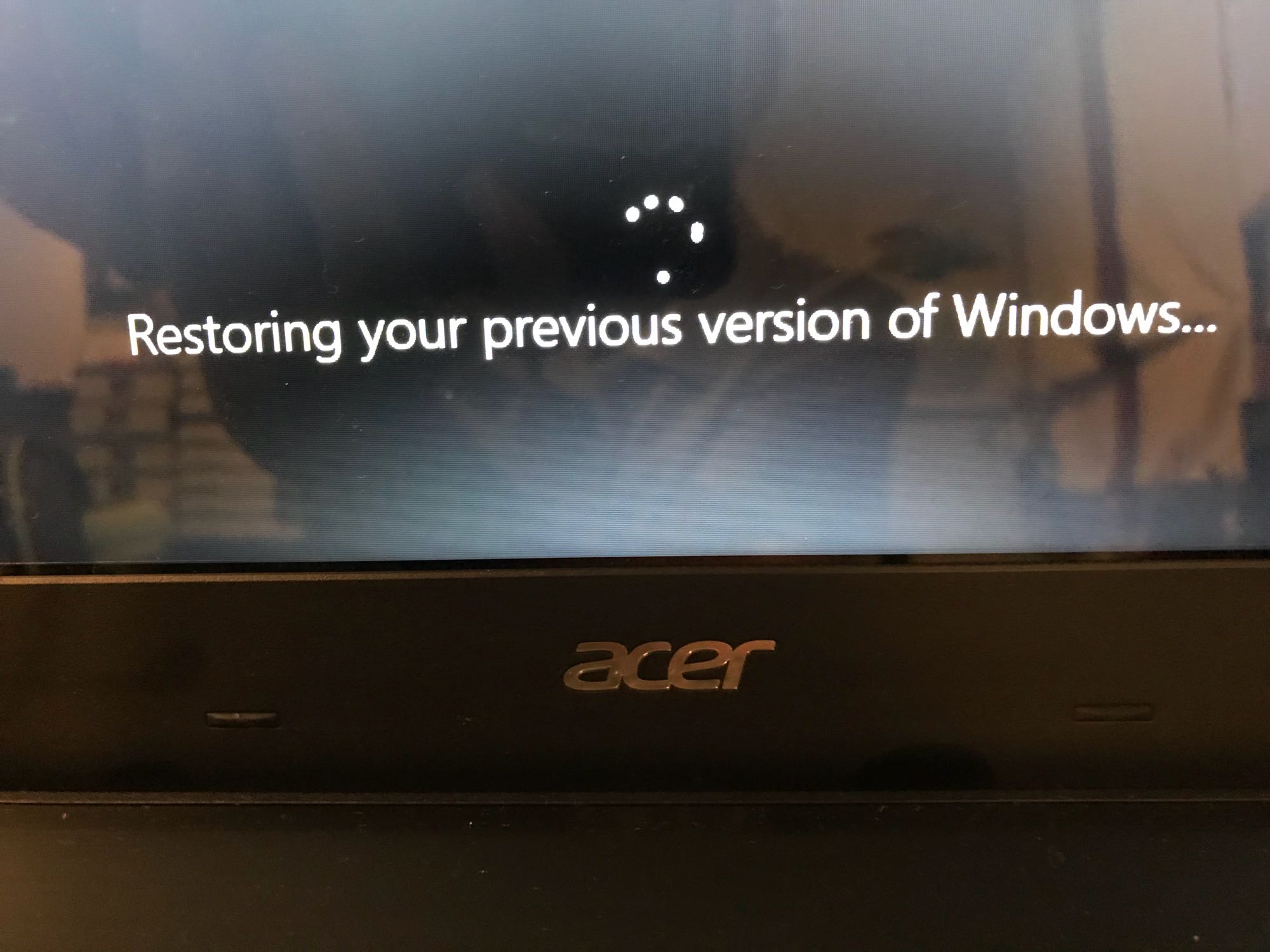 restoring your previous version of windows how long
