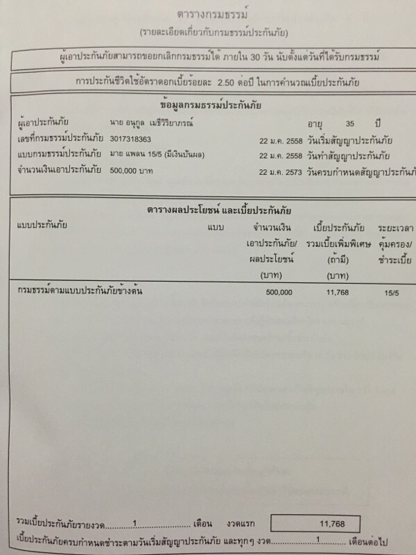 ท่านใดถือ กรมธรรม์หรือเคย ยกเลิก กรมธรรม์ มาย แพลน 15/5(มีเงินปันผล) ของ  อลิอันซ์ อยุธยา ประกันภัย - Pantip