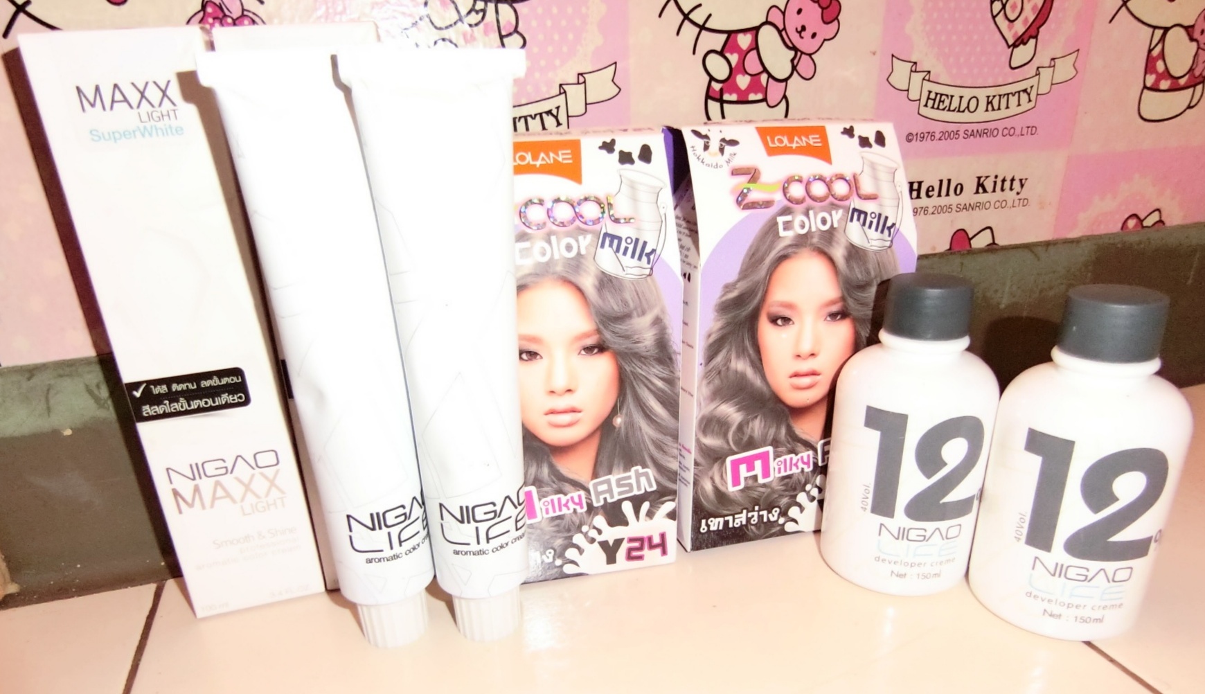 Review :: ครีมฟอกสีผม Nigao แบบสว่างในครั้งเดียวผมไม่เสีย พร้อมยาย้อมผม  Lolane Z Cool Color Milk Y24 สีเทาสว่าง - Pantip