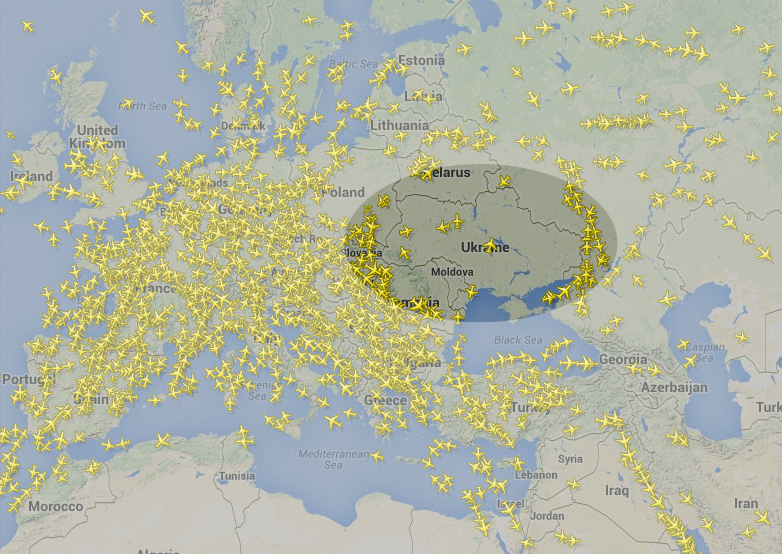 Карта полетов над украиной