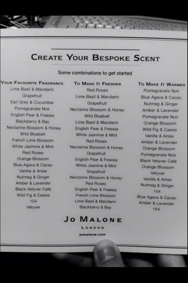 Jo Malone Fragrance Combination Chart