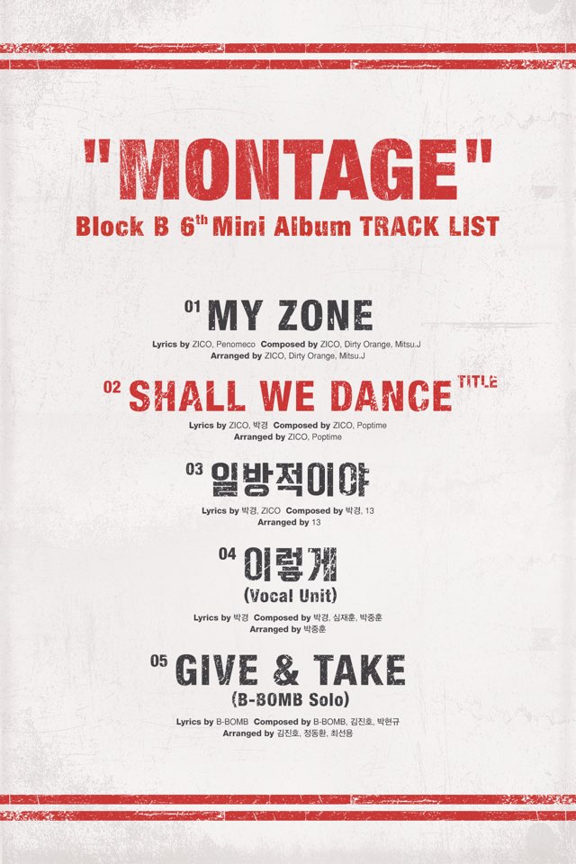 [K-POP] 블락비(Block B) 6th_Mini Album "MONTAGE" TRACK LIST - Pantip