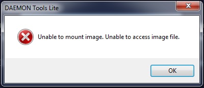 unable to access image file daemon tools
