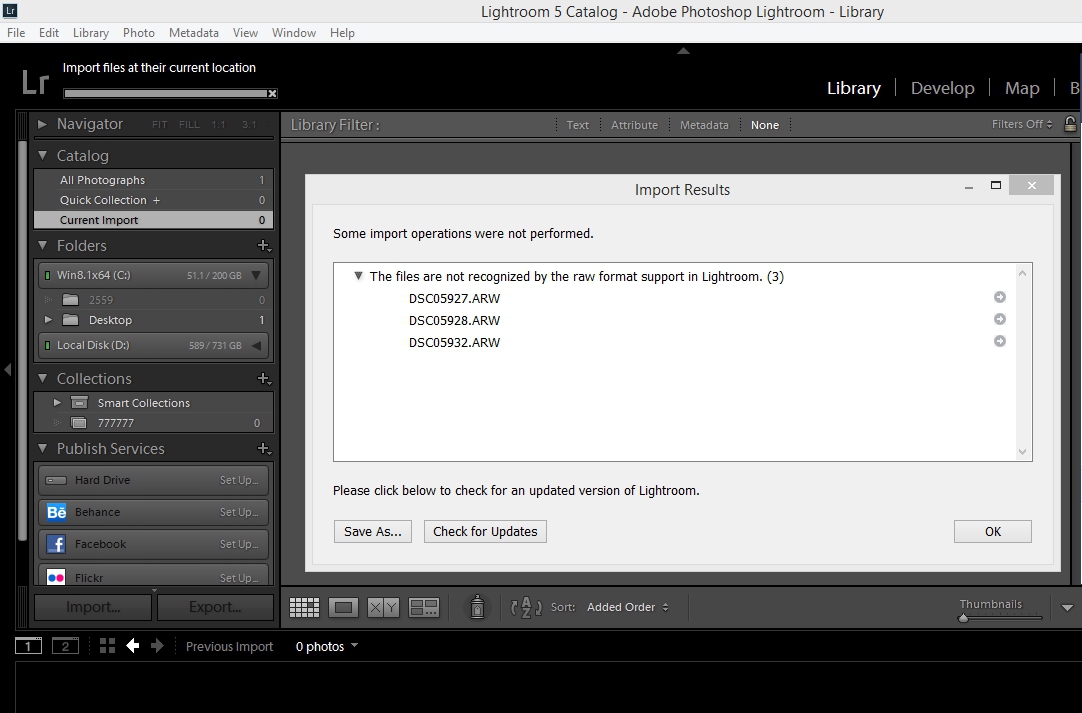 lightroom 5.7.1 supported cameras