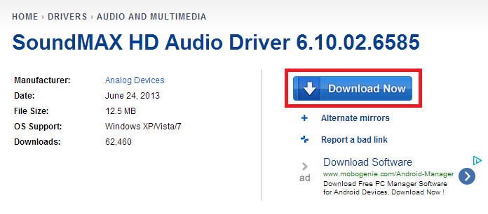 SoundMAX HD Audio Driver 6.10.02.6585 Download