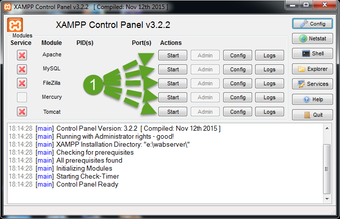 how to run xampp with administrator rights