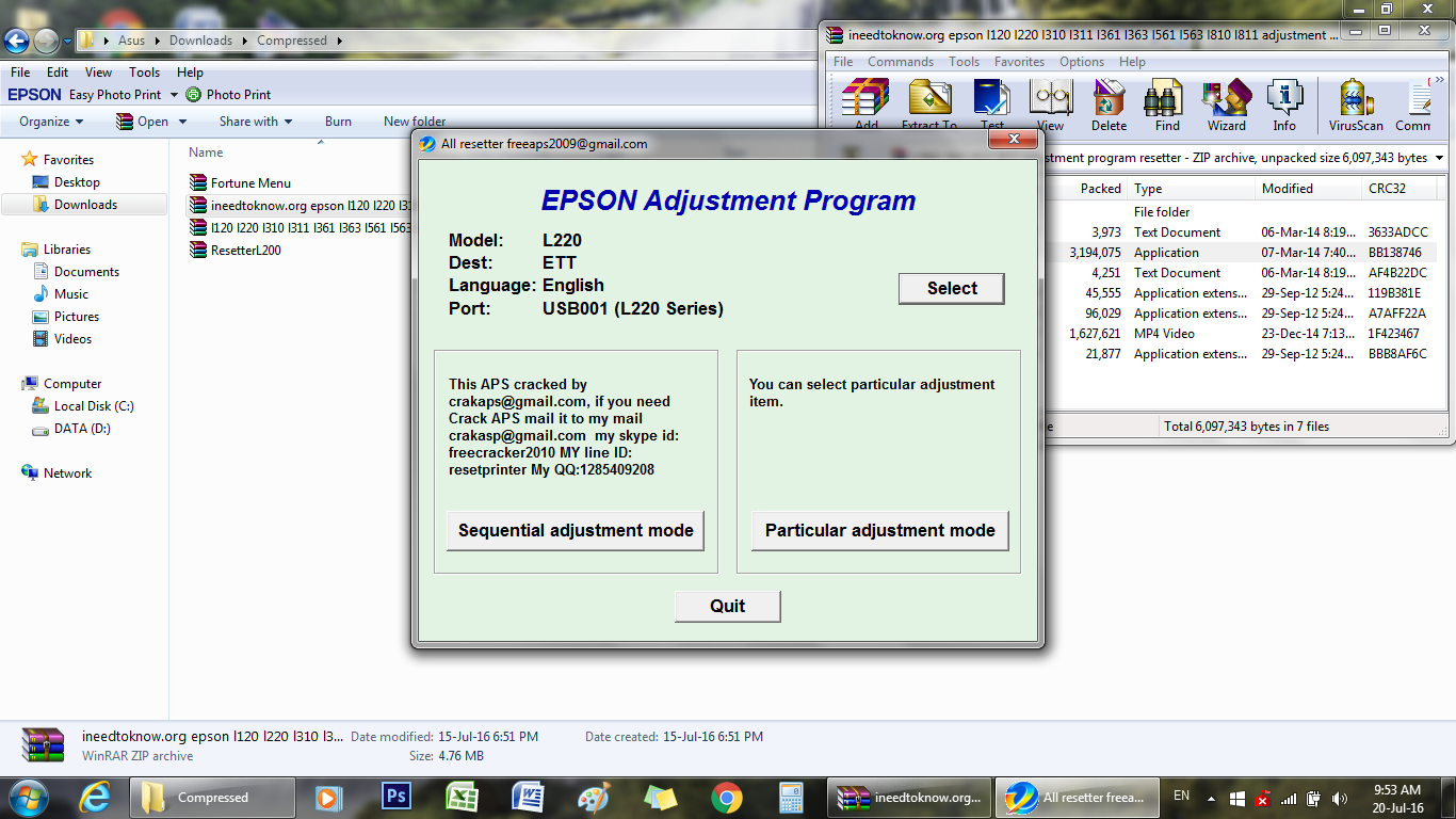 epson l220 adjustment program software