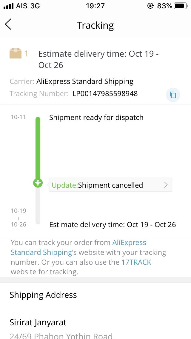 สั่งของจาก Aliexpress แล้วขึ้น Shipment Cancelled เราต้องทำอย่างไรคะ -  Pantip