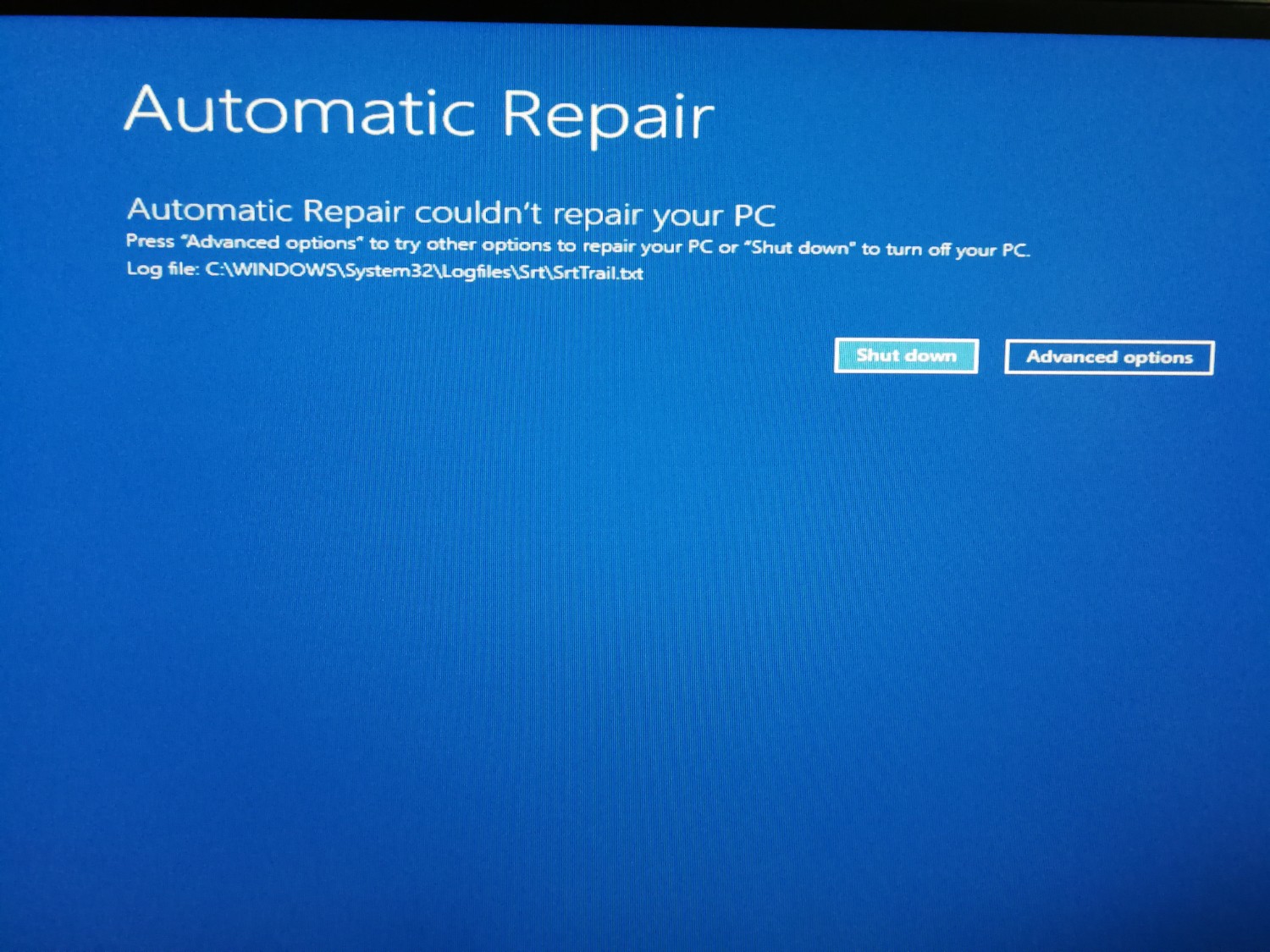 Your pc couldn t start properly