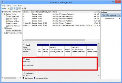 hard drive unknown not initialized