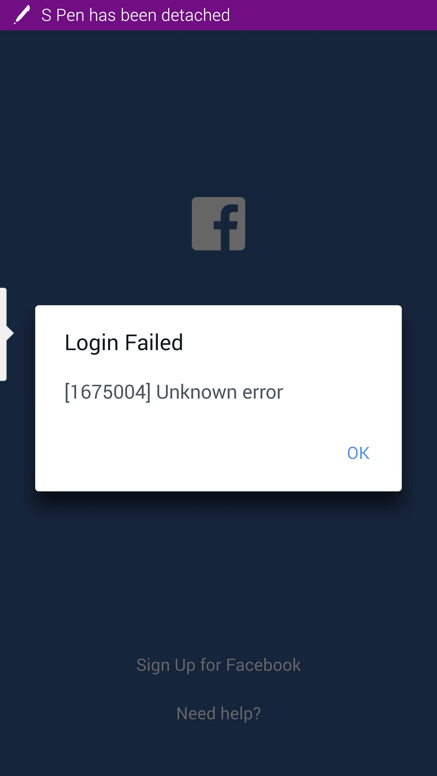 facebook session expired login failed