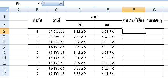 ขอสูตร Excel การคำนวณชั่วโมงการทำงาน - Pantip