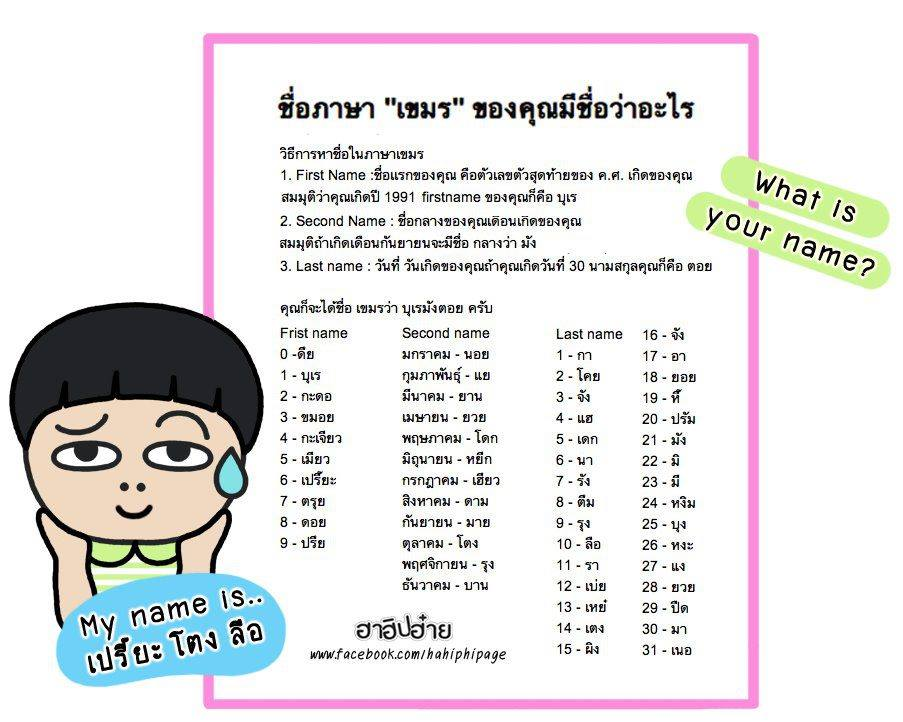 ชวนมาเล่น] ชื่อของคุณเป็นภาษาเขมรว่าอะไร - Pantip