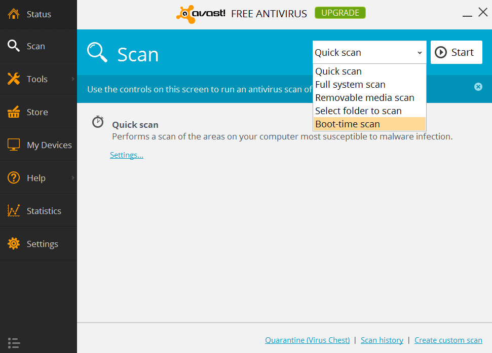 boot scan on avast