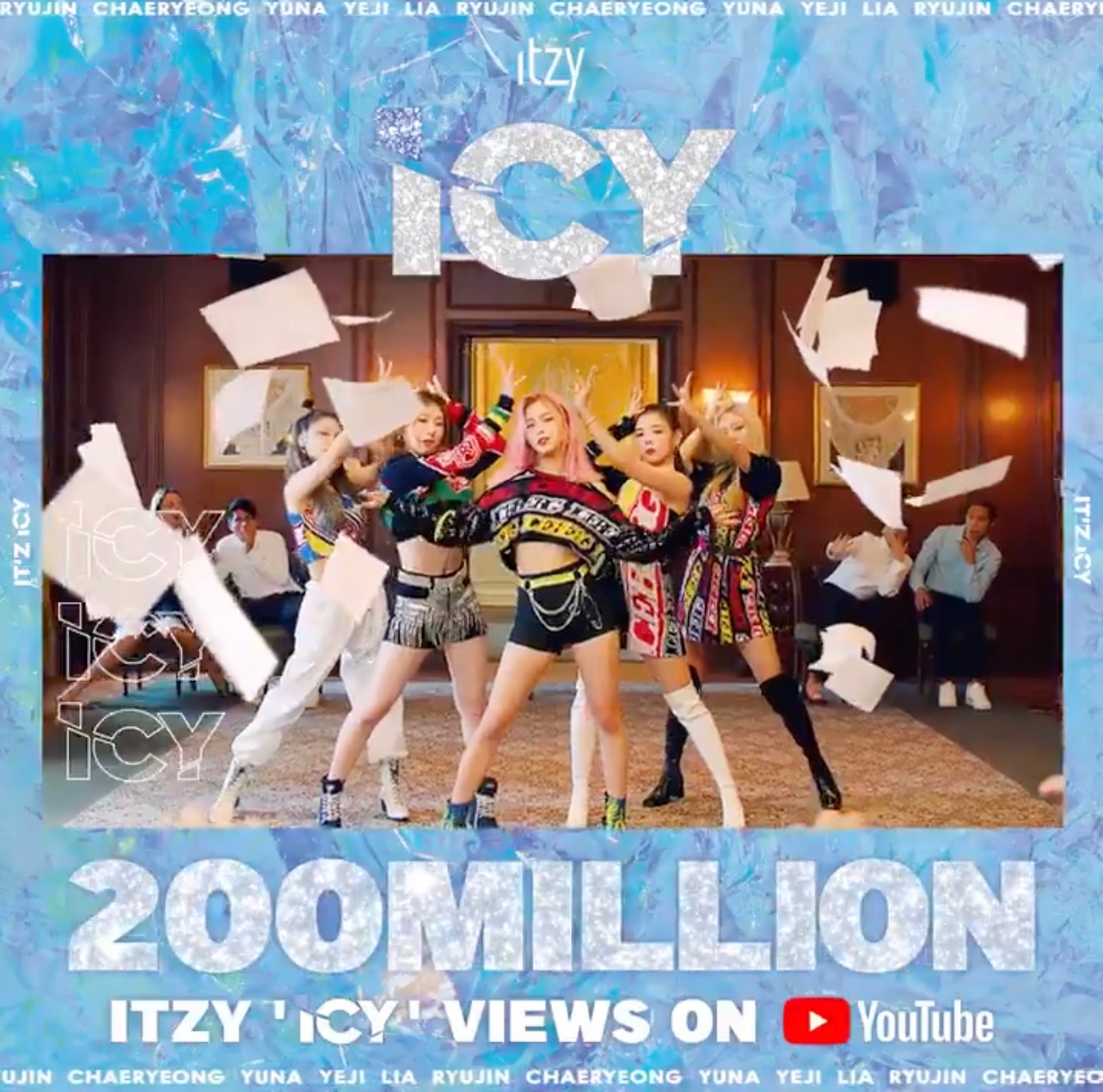 ️ Itzy Icy M V ถึง 200m Views ⛄️ เป็นเพลงไตเติ้ลที่ 3 ที่มียอดวิวเกิน 200 ล้านวิวของ Itzy