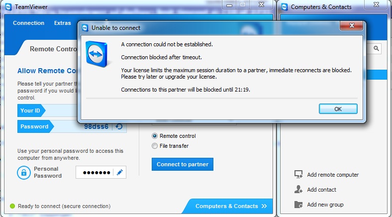 teamviewer free license disconnect