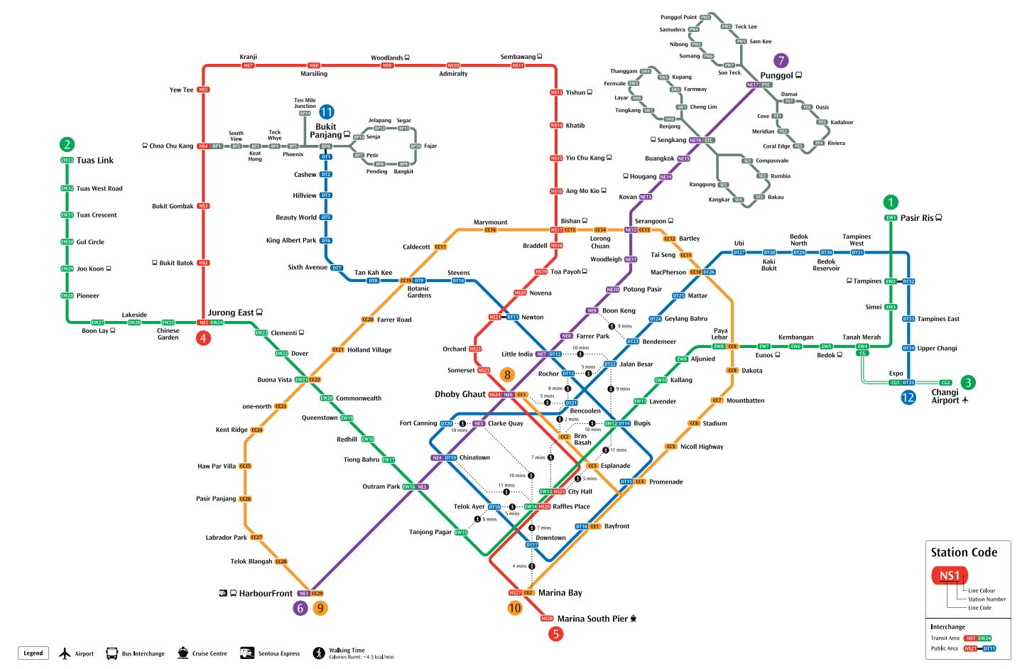อัพเดท 2019 / 2562 แผนที่รถไฟใต้ดินสิงคโปร์ Singapore MRT ...