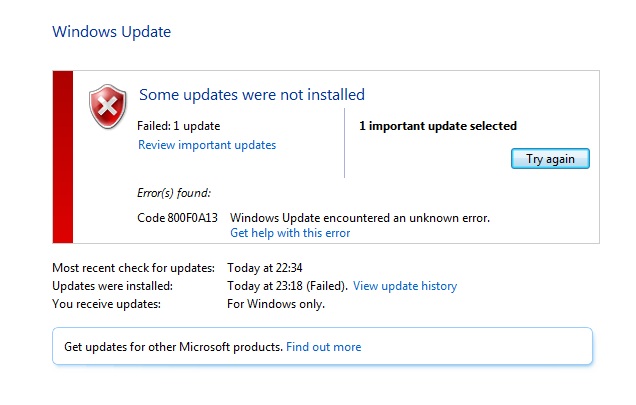 windows 7 service pack 1 fails to install