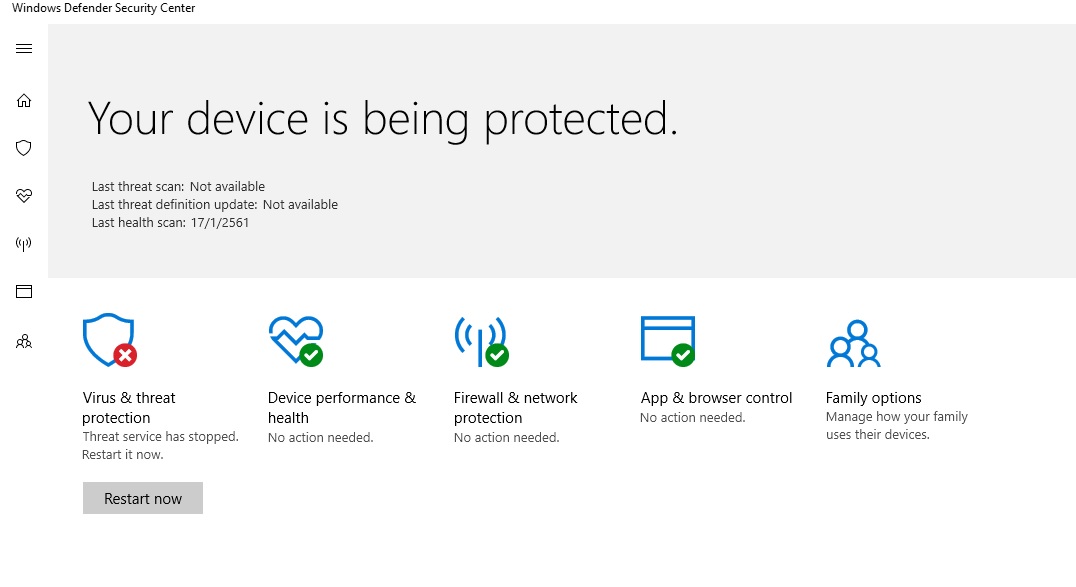 windows defender security center มีปัญหาค่ะ แก้ไขอย่างไรดีคะ??? Pantip