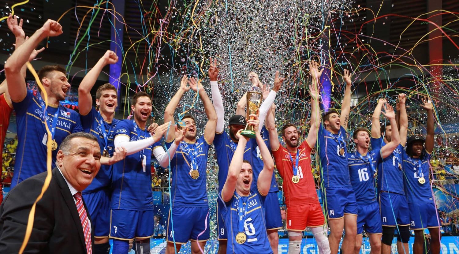 Французский волейболист. World League winners 2015 Volleyball. Достижении сборной Франции по волейболу. Волейбол чемпионский титул 12 августа 2012 г..