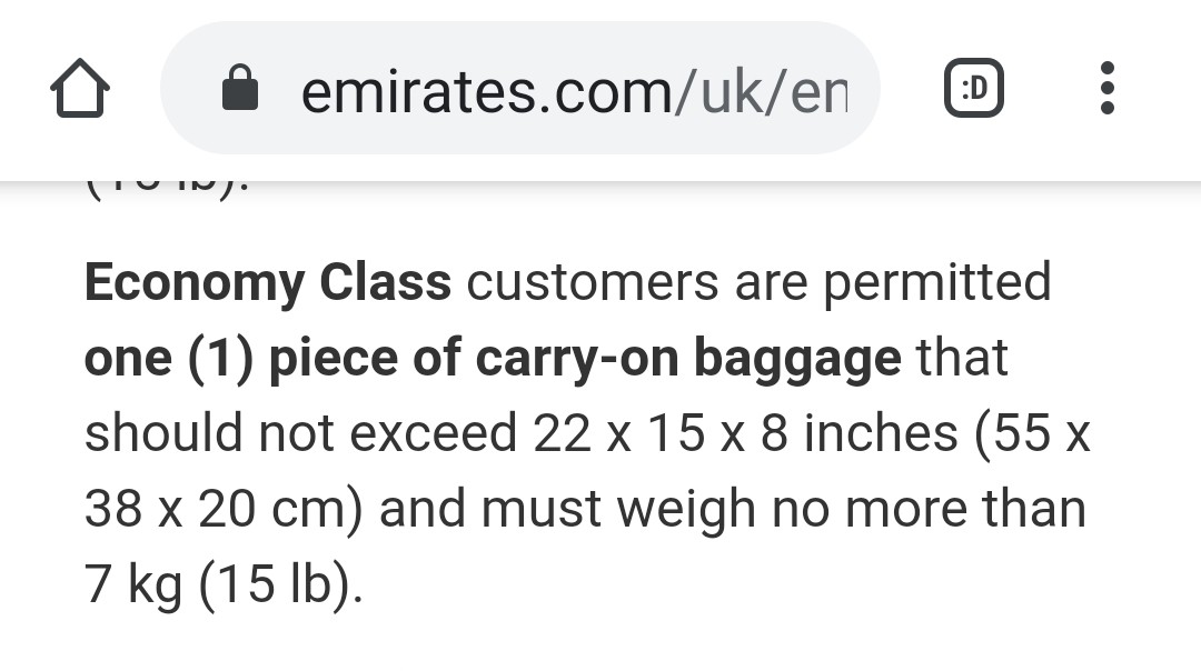 Emirates personal item on sale