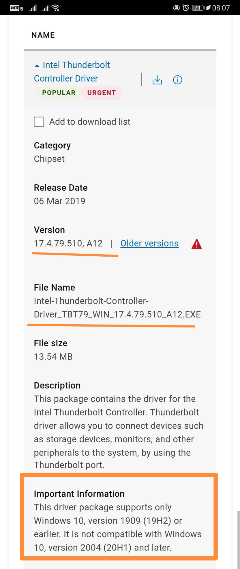 intel thunderbolt 3 firmware and drivers download