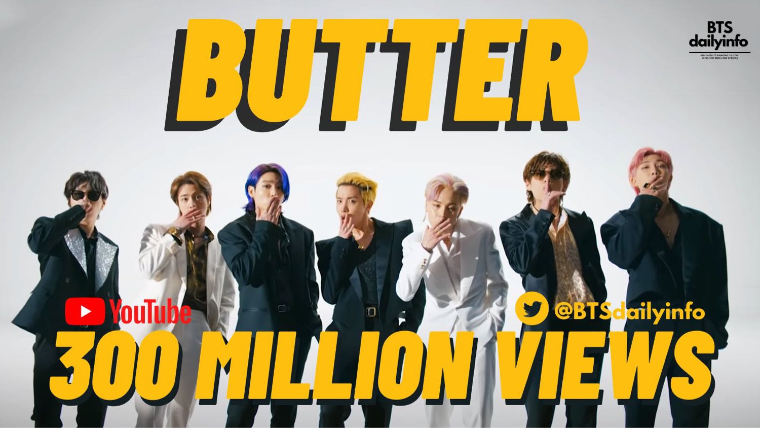 BTS (방탄소년단) 'Butter' MV HITS '300 MILLION VIEWS' ON YOUTUBE 🎉🎉🎉 - Pantip