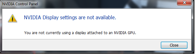 nvidia display settings are not available