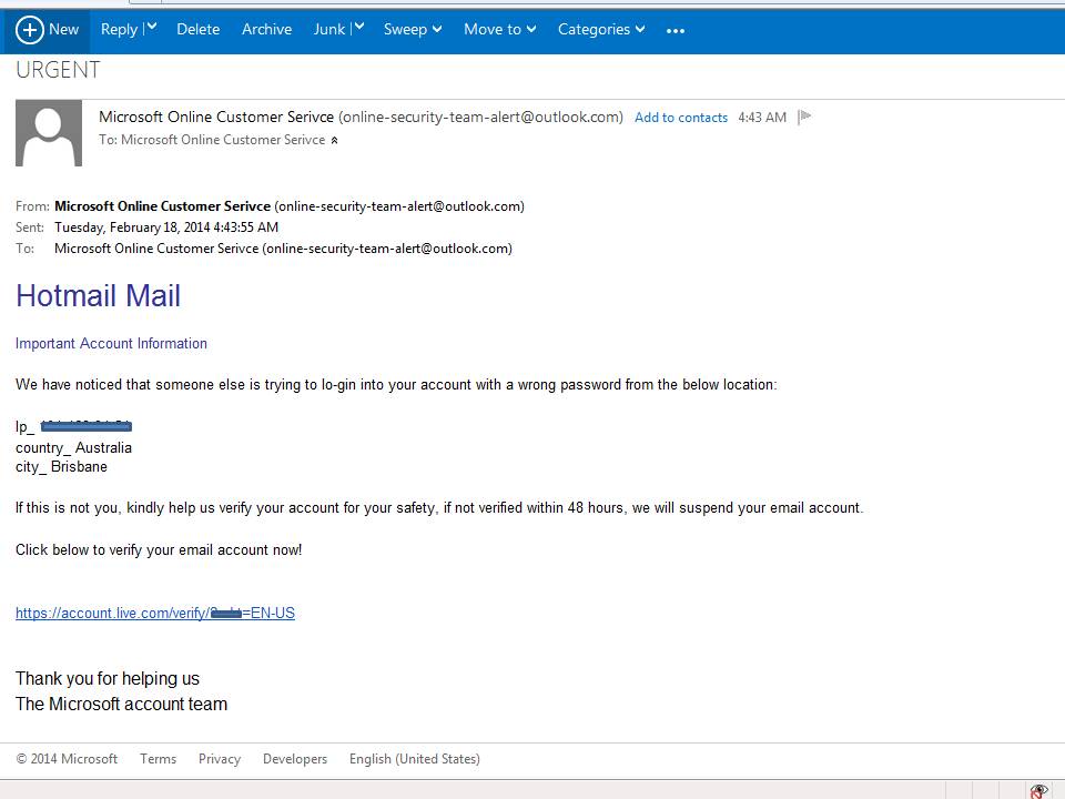 ขอความช่วยเหลือ Hotmail แจ้งว่าผู้อื่นมีการพยายามเข้าเมล์เรา  (ไม่รู้จริง/หลอก) - Pantip