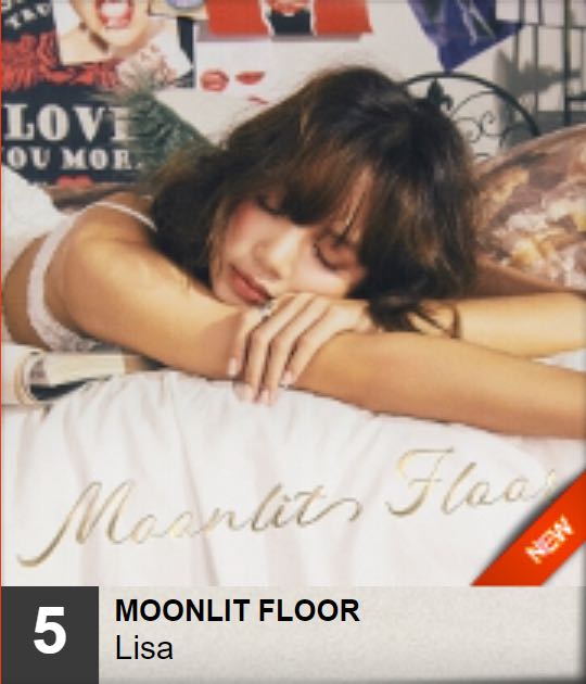 LISA-’Moonlit Floor‘ debuts at #5 on the official New Zealand Hot Singles chart! 🇳🇿 - 