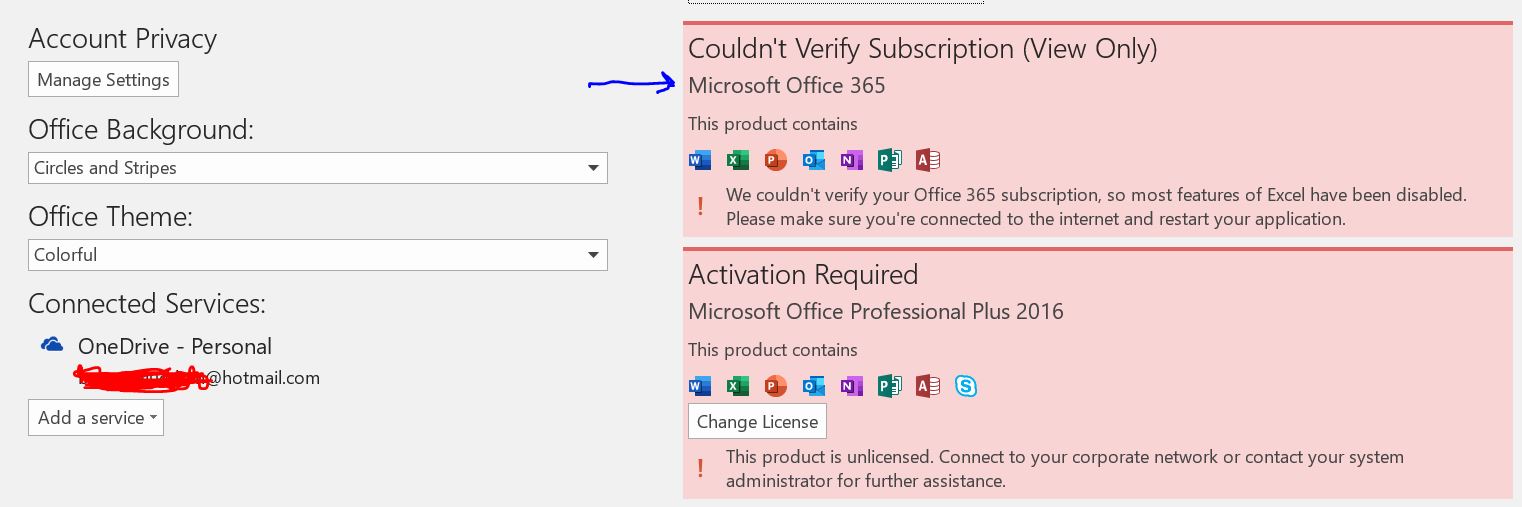 couldn t verify subscription office 365