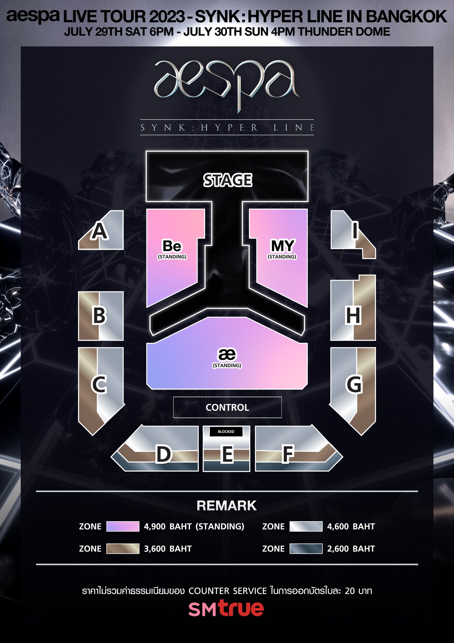 ผังคอนเสิร์ตและราคาบัตรของ aespa in Thunder dome จ้า Pantip