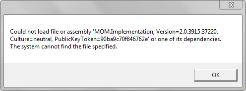 Невозможно загрузить файл или сборку mom implementation