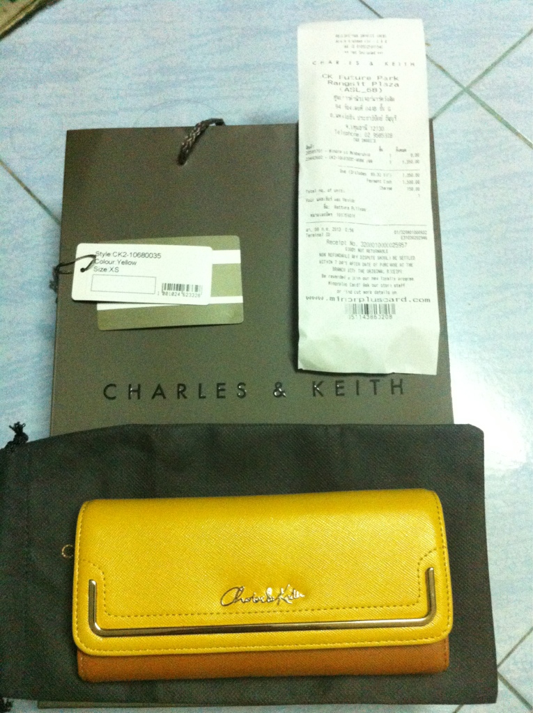 charles and keith yellow wallet