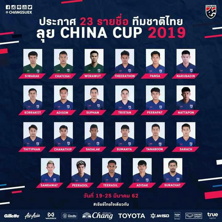 à¸›à¸£à¸°à¸à¸²à¸¨à¸£à¸²à¸¢à¸Š à¸­ 23 à¸™ à¸à¸ à¸¬à¸²à¸Ÿ à¸•à¸šà¸­à¸¥à¸— à¸¡à¸Šà¸²à¸• à¹„à¸—à¸¢ à¸Ÿ à¸•à¸šà¸­à¸¥à¸£à¸²à¸¢à¸à¸²à¸£ China Cup 2019 Pantip