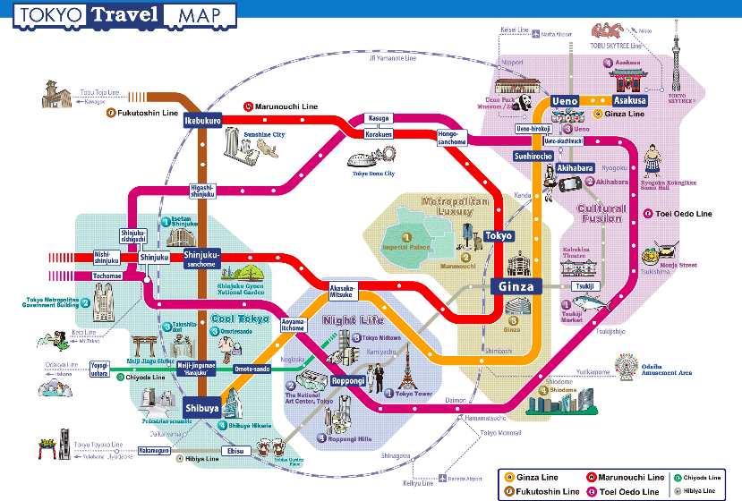 J A P A N วางแผนเที่ยวตามผังขบวนรถไฟใต้ดินในโตเกียว - Pantip