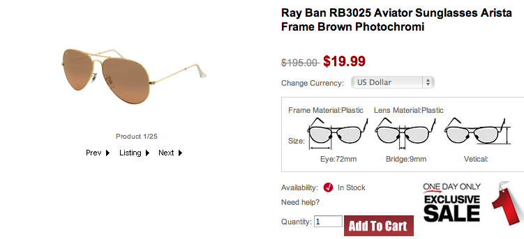 ray ban one day sale
