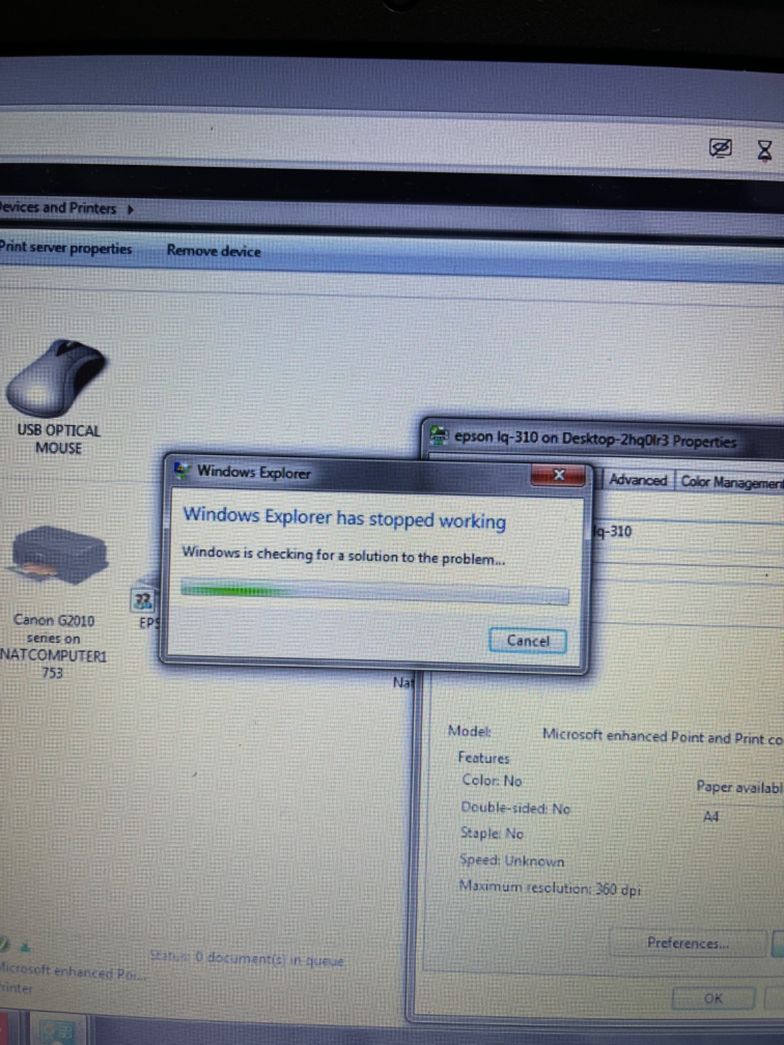 สั่งปริ้นแล้วขึ้น Windows Explorer Has Stopped Working สักพักก็เด้งออก  แก้ไขยังไงครับ - Pantip